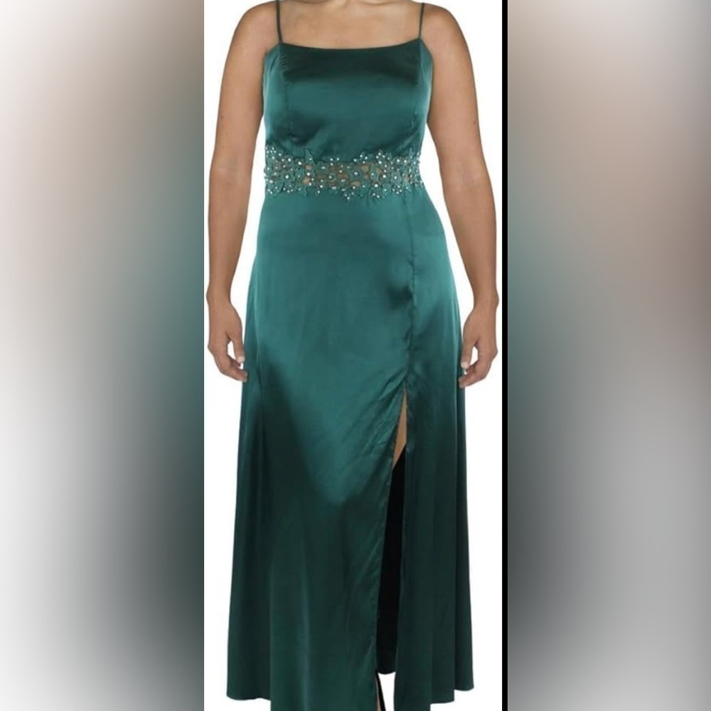 City Studio Juniors Long Spagetti Strap Satin Dress